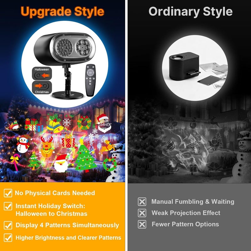 MuliVid Christmas Projector Lights Outdoor No Need to Change Cards, 26 Effects Holiday Christmas Projector Light Outdoor 2 in 1 with Remote, Christmas Decorations Lighting for Outside Home Party House Decor - Image 3